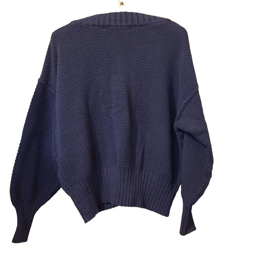 FP Beach Free People Blue Cotton Cropped Cardigan Sweater Dolman SZ XS - Picture 2 of 6